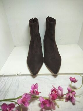Tahari Dark Brown Pointed Toe Ankle Booties